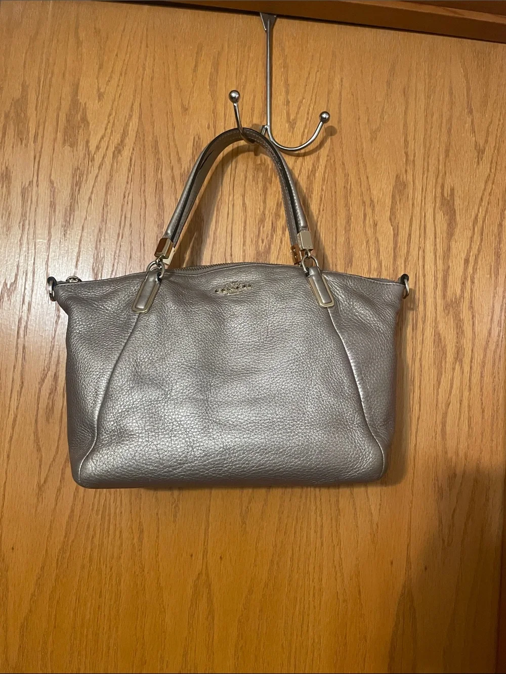 Coach Kelsey Satchel metallic gold pebbled leather